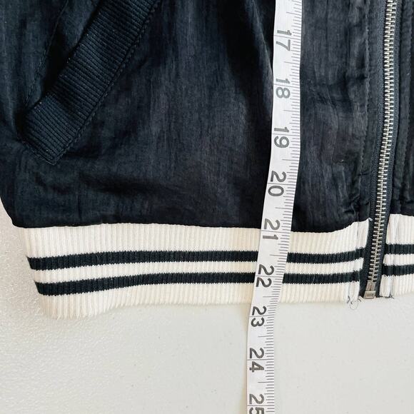 ABOUT A GIRL Black & Cream 'LOS ANGELES' Embroidered Palm Trees Bomber Jacket S - Picture 12 of 12